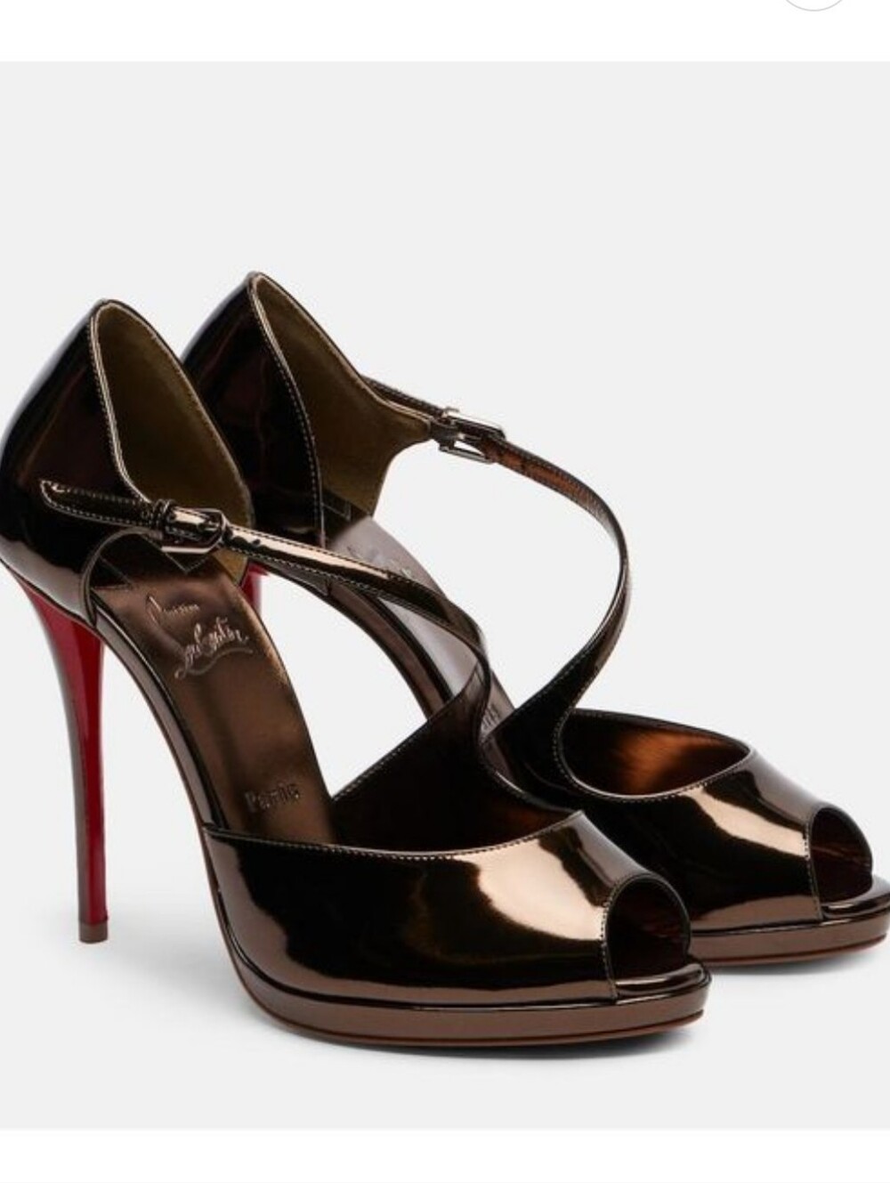 $1495 Christian Louboutin Miss Zigourata 120 Alta Brown Leather Sandals 39 US 9
